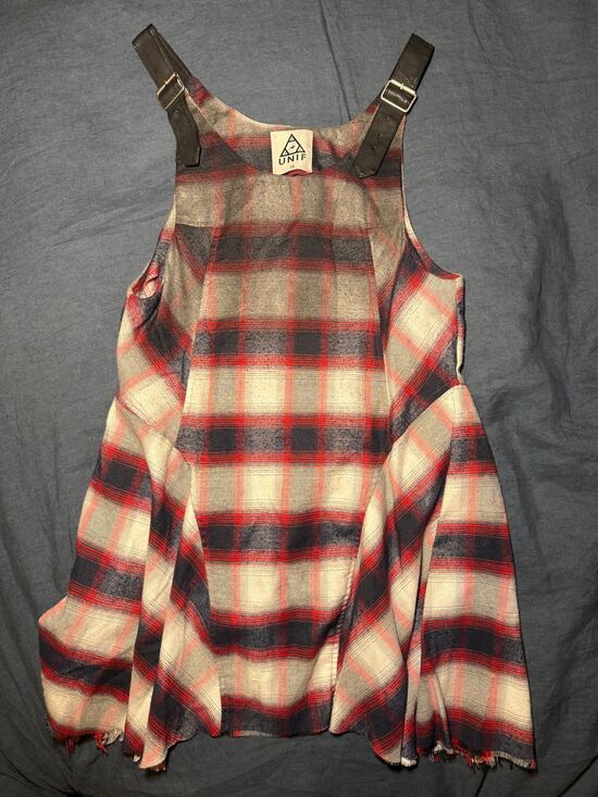 UNIF Dresses & Skirts - UNIF Plaid Frayed Buckle Strap Mini Dress Size XS